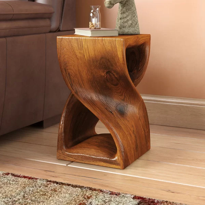 Pelley 20'' Tall Solid Wood Abstract End Table