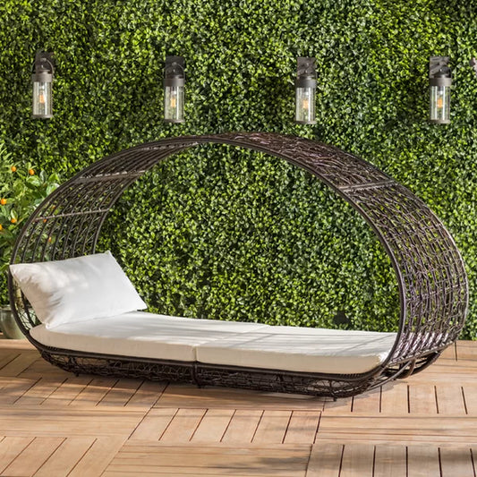 Lavina 91.25'' Wide Outdoor Wicker Patio Daybed with Cushions