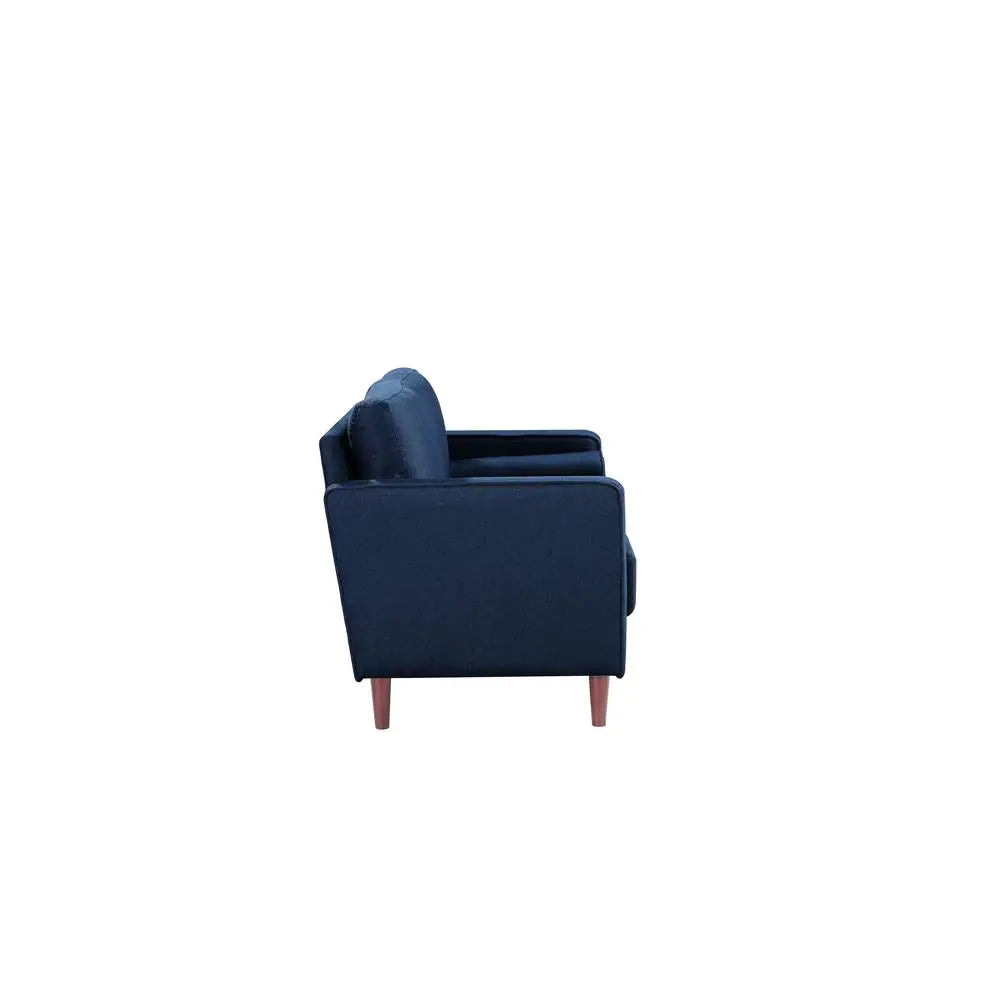 Lillith 31.1 In. Navy Blue Polyester 4-Seater Tuxedo Sofa with Square Arms