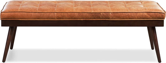 Luca Leather Bench, Tan